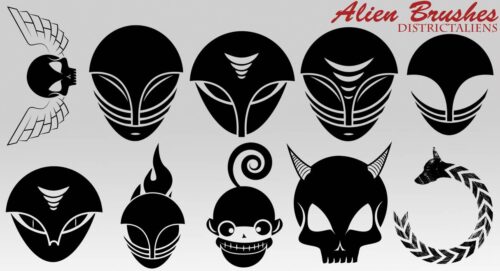 超酷蒙面纹身、刺青面具图案PS笔刷素材-玩吧资源站