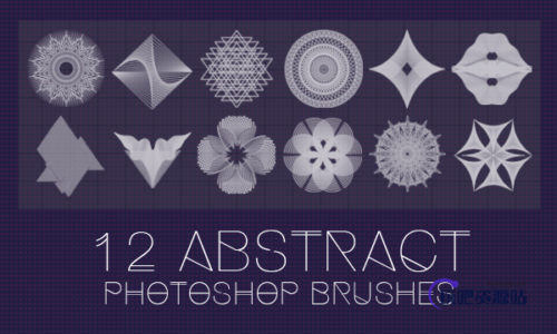 12种重叠的线条图形花纹图案PS笔刷下载-玩吧资源站