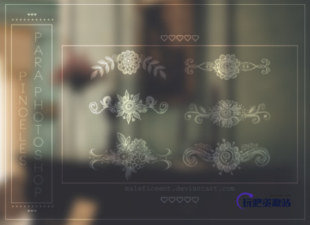 漂亮的手绘涂鸦鲜花图案PS笔刷素材-玩吧资源站
