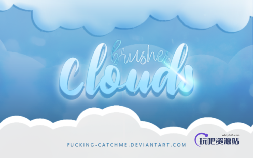 可爱卡通白云、云朵边界、边框图形PS笔刷-玩吧资源站