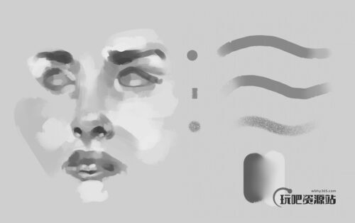 CG油画笔触PS笔刷素材-玩吧资源站