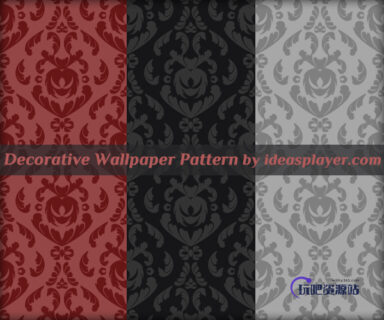 经典欧式墙壁印花、植物花纹图案PS填充素材下载-玩吧资源站
