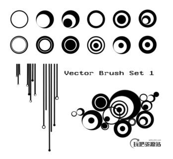 非主流时尚同心圆背景装饰元素PS笔刷素材-玩吧资源站