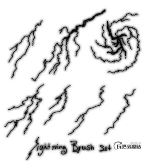 模拟闪电纹理效果PS笔刷素材下载-玩吧资源站