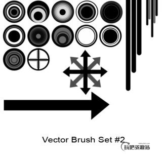 非主流复古同心圆装饰PS笔刷素材下载-玩吧资源站
