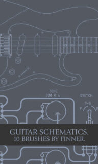 吉他线框示意图Photoshop笔刷素材下载-玩吧资源站