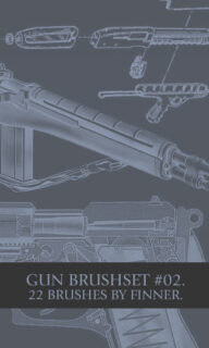 22种机枪、手枪、步枪等Photoshop枪械笔刷素材下载-玩吧资源站