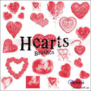 非主流爱心图案装饰Photoshop心形笔刷素材下载-玩吧资源站