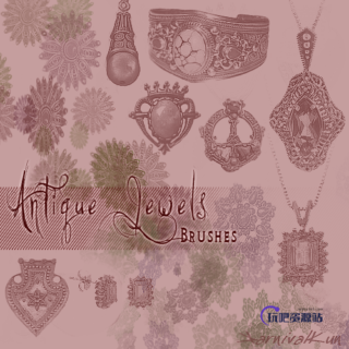 真实的宝石项链、宝石挂坠等珠宝首饰PS笔刷素材-玩吧资源站