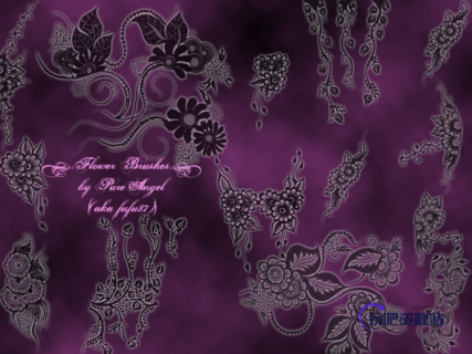 漂亮精美的鲜花图案艺术花纹Photoshop印花笔刷素材-玩吧资源站