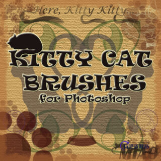 猫咪图案花纹装饰Photoshop装饰性笔刷素材-玩吧资源站