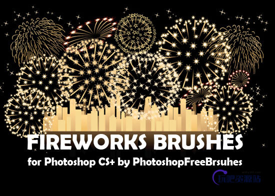 灿烂美丽的烟花、烟花图案Photoshop笔刷下载