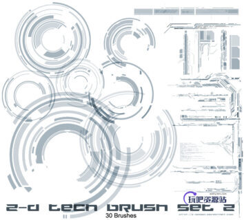 前沿科技装饰图案Photoshop笔刷下载-玩吧资源站