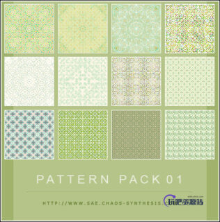 复古风格绿色系像素背景图文Photoshop图案底纹素材.pat-玩吧资源站