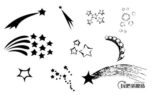 星星符号、流星图案Photoshop星光图案笔刷-玩吧资源站