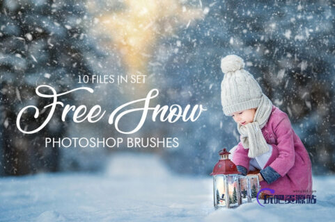 10种免费的雪景、下雪背景Photoshop笔刷素材-玩吧资源站