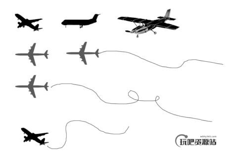 飞机模型、飞机造型Photoshop笔刷下载-玩吧资源站