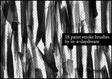 18种染料画笔痕迹素材Photoshop笔刷下载-玩吧资源站
