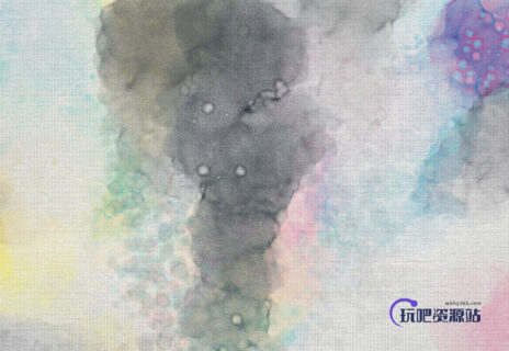 水墨颜料风格的痕迹Photoshop笔刷背景素材下载-玩吧资源站