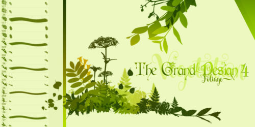 各种热带雨林的植物叶子图形剪影Photoshop笔刷下载-玩吧资源站