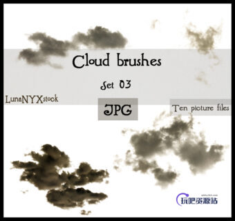 高空白云素材PS笔刷(JPG图片格式)-玩吧资源站