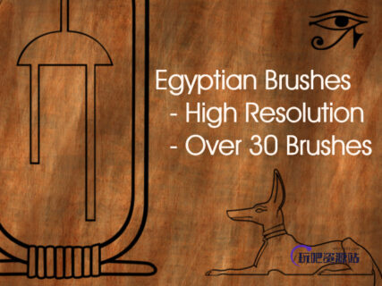 古埃及文明的装饰图案Photoshop笔刷下载-玩吧资源站