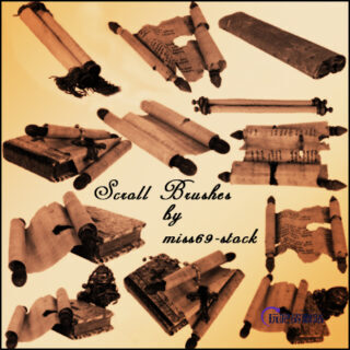 书卷、卷轴素材Photoshop笔刷下载-玩吧资源站