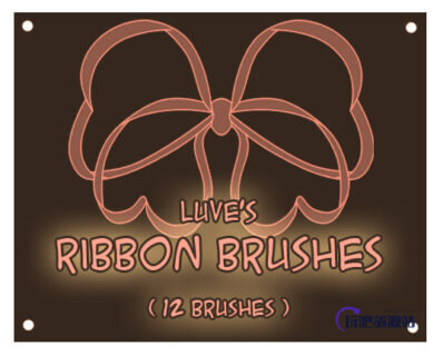 12种漂亮的彩带、礼带图案Photoshop笔刷下载-玩吧资源站