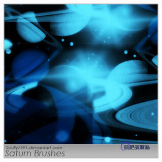 土星、星环、行星等Photoshop宇宙元素笔刷下载-玩吧资源站