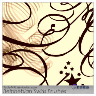 漩涡线条图形素材PS笔刷下载-玩吧资源站