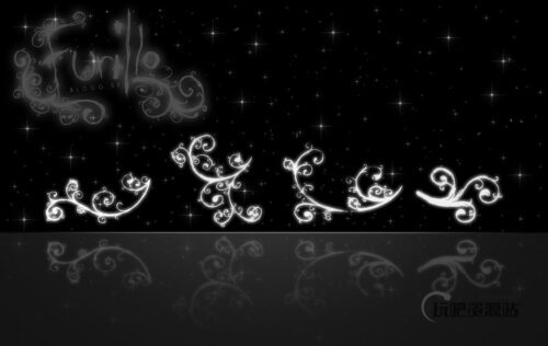 漩涡状涂鸦艺术花纹、印花图案Photoshop笔刷下载-玩吧资源站