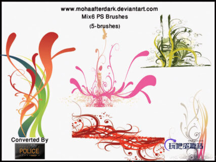 混合艺术涂鸦线条装饰Photoshop笔刷下载-玩吧资源站
