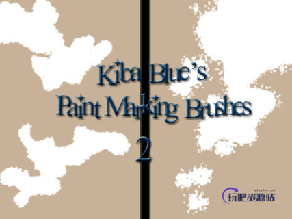 油漆风格的斑纹、斑块图案PS笔刷下载-玩吧资源站