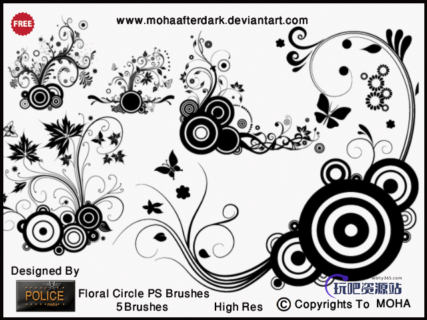 漂亮的时尚艺术花纹PS笔刷素材免费下载-玩吧资源站