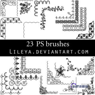 手绘花式花纹边框、边角图案装饰PS笔刷下载-玩吧资源站