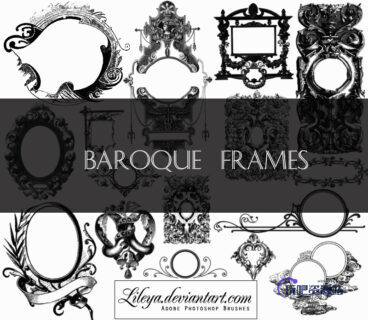 欧式复古式镜框、相框装饰图案Photoshop笔刷下载-玩吧资源站