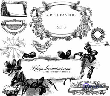 欧美复古式横幅效果背景素材PS笔刷下载-玩吧资源站