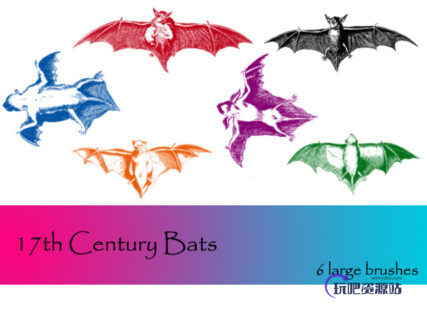 恐怖蝙蝠、吸血蝙蝠图像PS笔刷下载-玩吧资源站