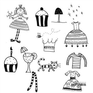 手绘童趣少女心公主、蛋糕、花猫、长筒袜等PS美图笔刷-玩吧资源站