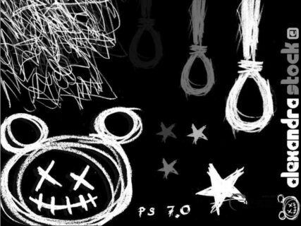 可爱的童趣线条划痕涂鸦PS美图笔刷-玩吧资源站