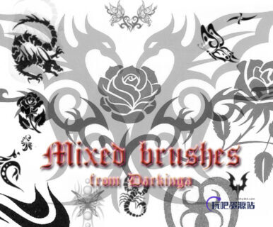 酷炫非主流魔幻纹饰、刺青图案PS笔刷素材-玩吧资源站