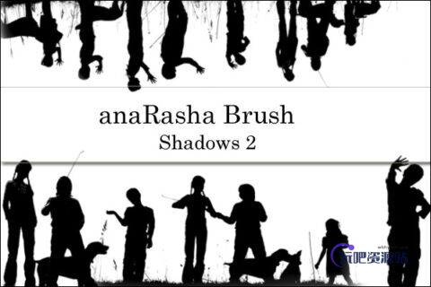 青春少年少女阴影、剪影、轮廓图形PS笔刷-玩吧资源站