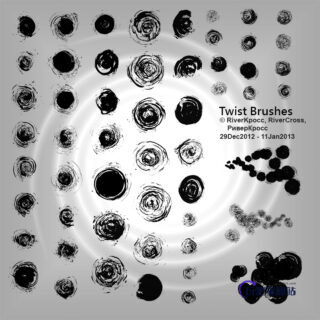 毛笔、刷子涂抹圆圈纹理PS笔刷下载-玩吧资源站