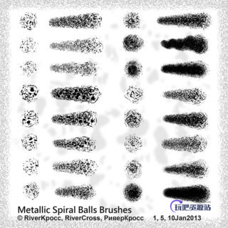 金属螺旋纹理效果笔触PS笔刷素材下载-玩吧资源站