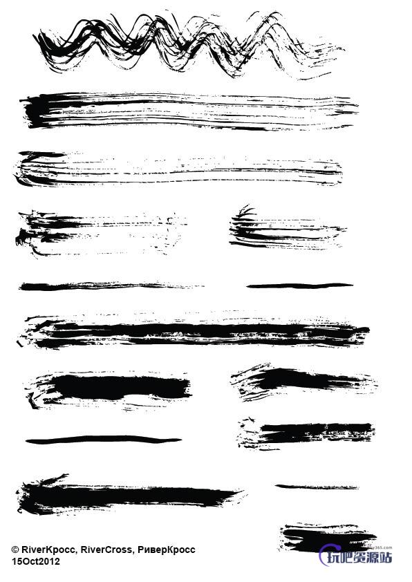 超酷毛笔刷子涂痕Illustrator线条笔刷、Ai画笔
