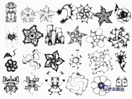 梦幻魔力花纹图形、大风车图案PS笔刷下载-玩吧资源站