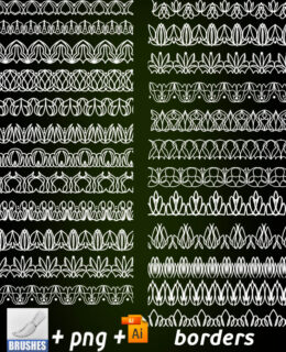 手绘线条印花边框图案PS笔刷素材下载-玩吧资源站