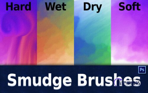 4种水墨涂抹纹理效果PS笔刷下载-玩吧资源站