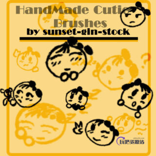 可爱的涂鸦女孩头像PS美图笔刷-玩吧资源站