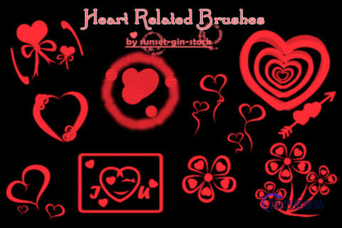 情人节爱心、心形图案PS恋爱爱情笔刷素材-玩吧资源站